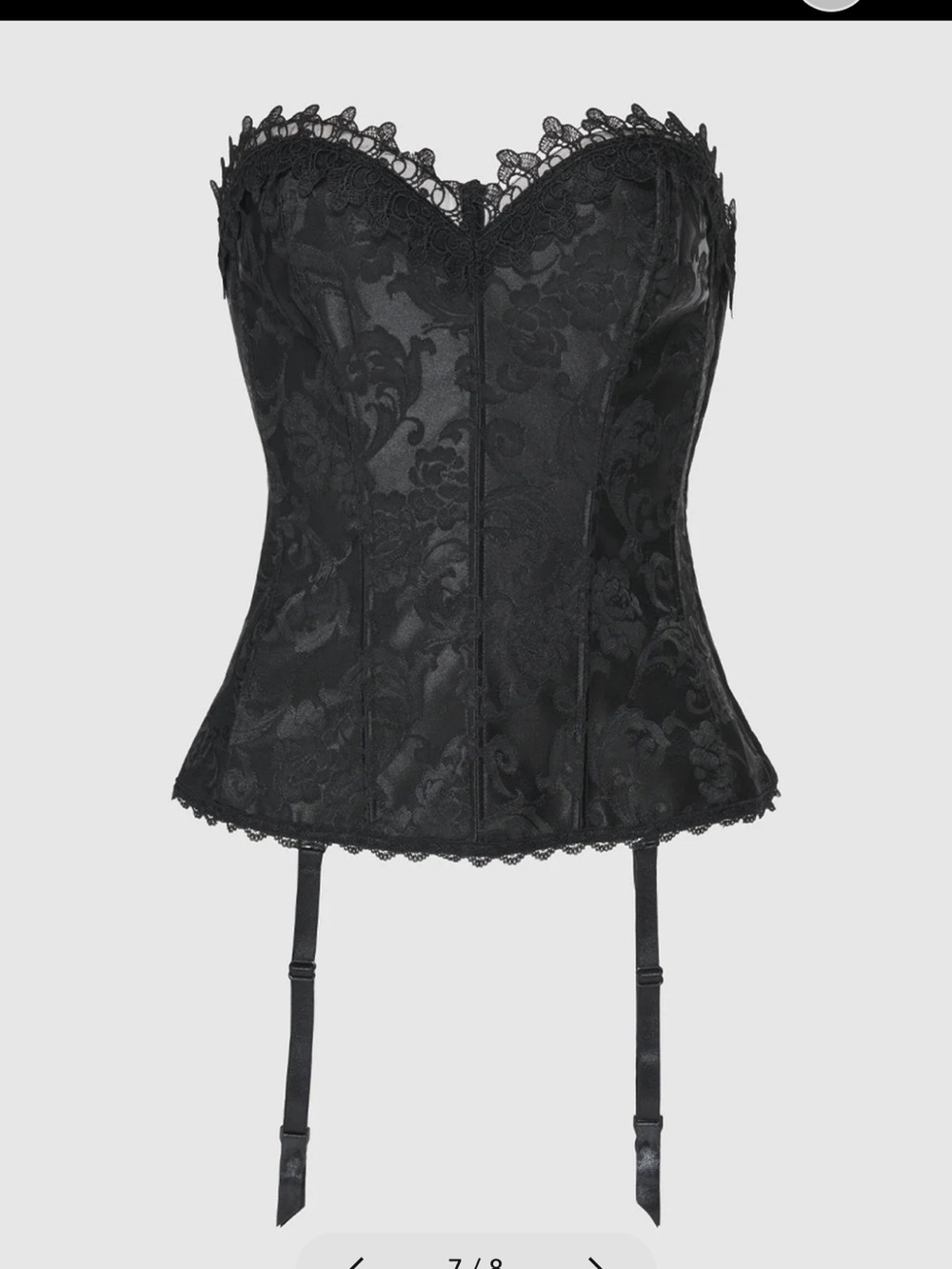 Frederick's of Hollywood black corset  floral lace trim